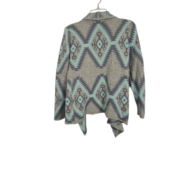 Debut Women Aztec Tribal Open Front Knit Boho Sweater Cardigan Southwestern S/M - Picture 2 of 13